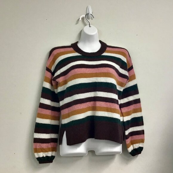Madewell Striped Knit Pullover Sweater Merino Alpaca Wool Blend Size XS - Picture 12 of 13